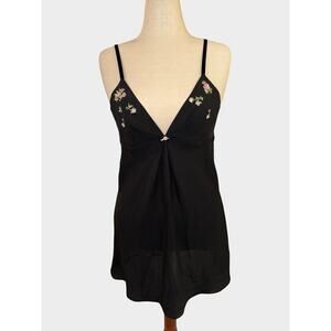 Oscar de la Renta Pink Label Black Rosebud Slip Dress Medium